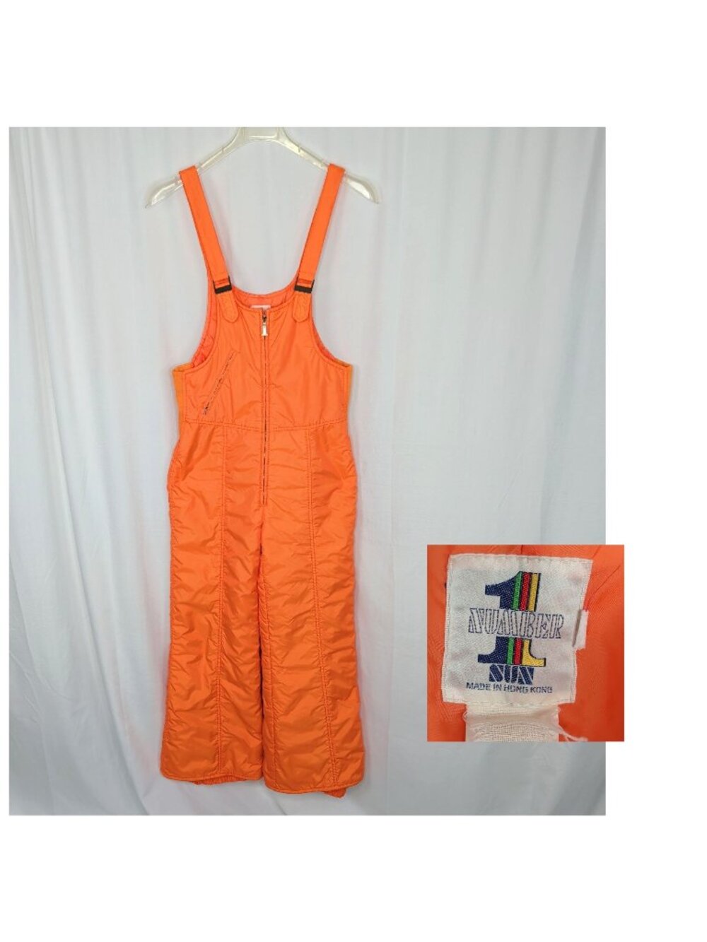 Vintage Number 1 Sun Snow Bib Orange Small Winter Ski